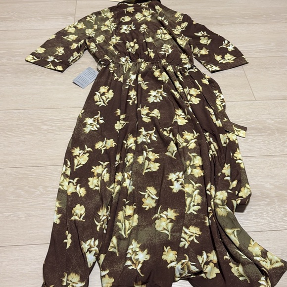 MELLODAY Brown Floral Collared Button Down Midi Dress NEW - Picture 8 of 8